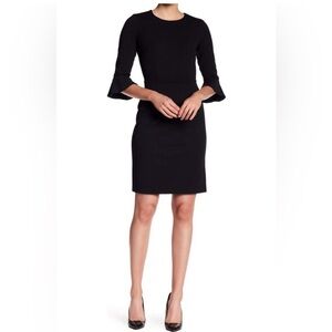 Donna Morgan 3/4 bell sleeve stretch crepe sheath dress